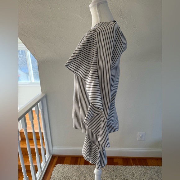 Veronica Beard Blue and White Striped Ruffle Blouse Size Small - Picture 4 of 9